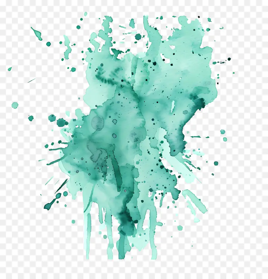 Splash Aquarelle Sarcelle，éclaboussures De Peinture Verte PNG
