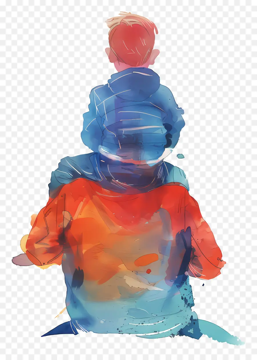 Père Et Fils，Aquarelle PNG