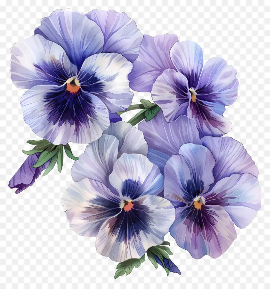 Pansies Fleurs，Pannes Violettes PNG