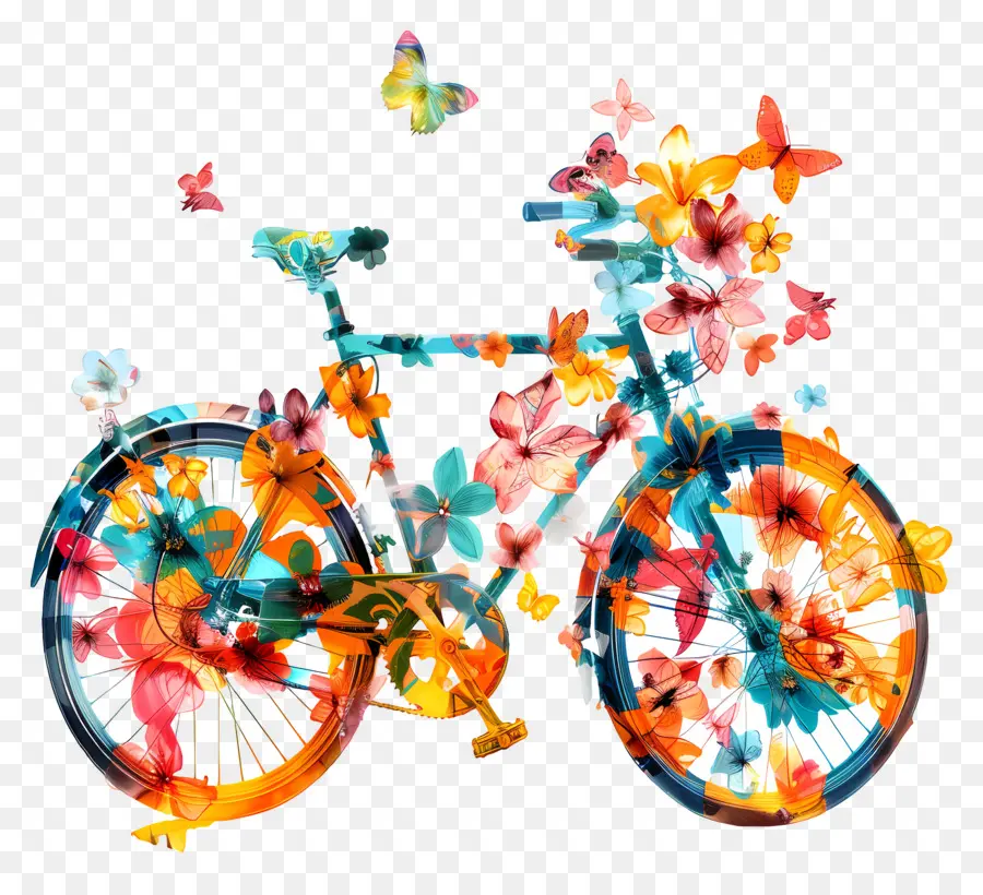 Monde à Vélo Jour，Fleur De Vélos PNG