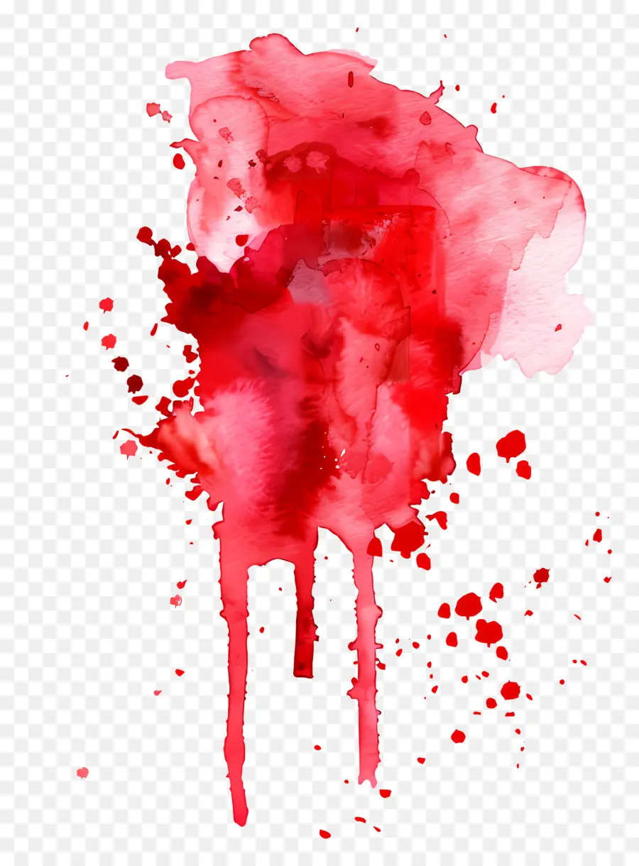 Splash Aquarelle Rouge，Peinture De éclaboussures Rouges PNG