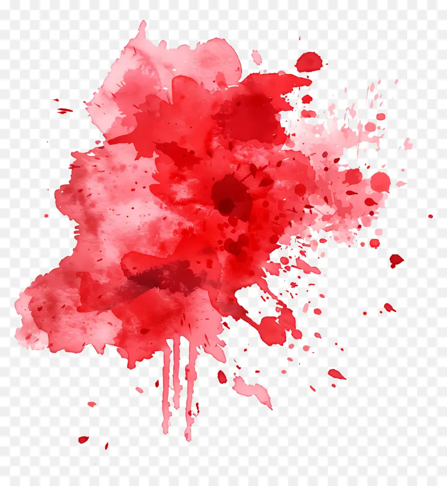 éclaboussure Aquarelle Rouge，Arbre Rouge PNG