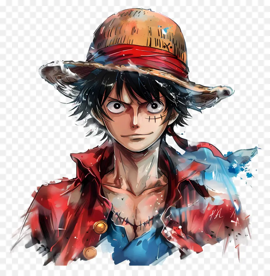 Anime Luffy，Chemise Rouge PNG