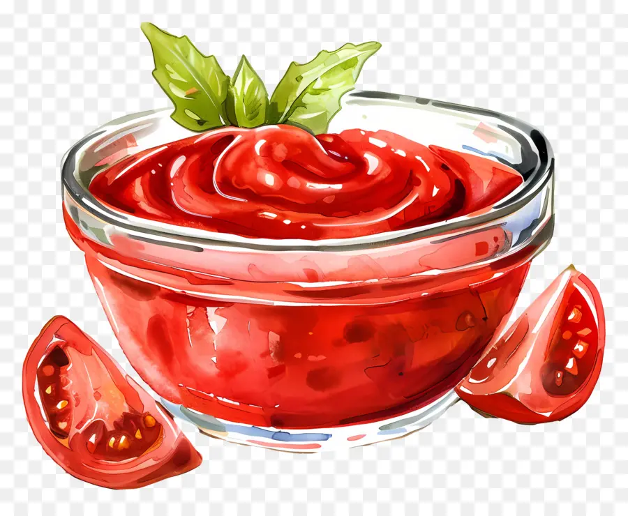 Sauce à Tomate Bol，Peinture à L'aquarelle PNG