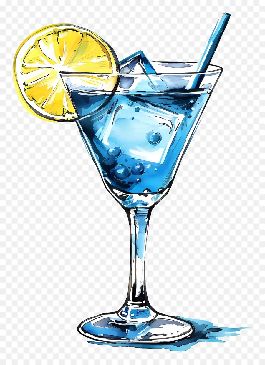 Bleu Cocktail，Verre Martini Bleu PNG