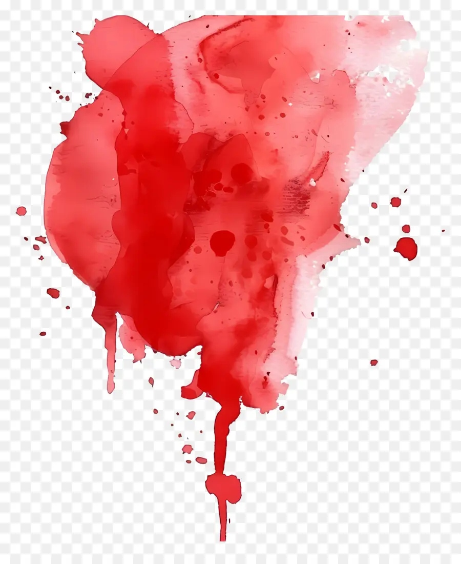 Splash Aquarelle Rouge，Rouge Peinture PNG