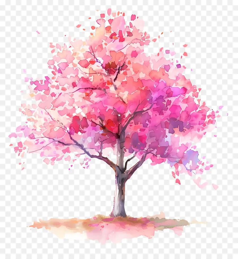 Plan D'arbre à Aquarelle，Fleurs De Cerisier PNG