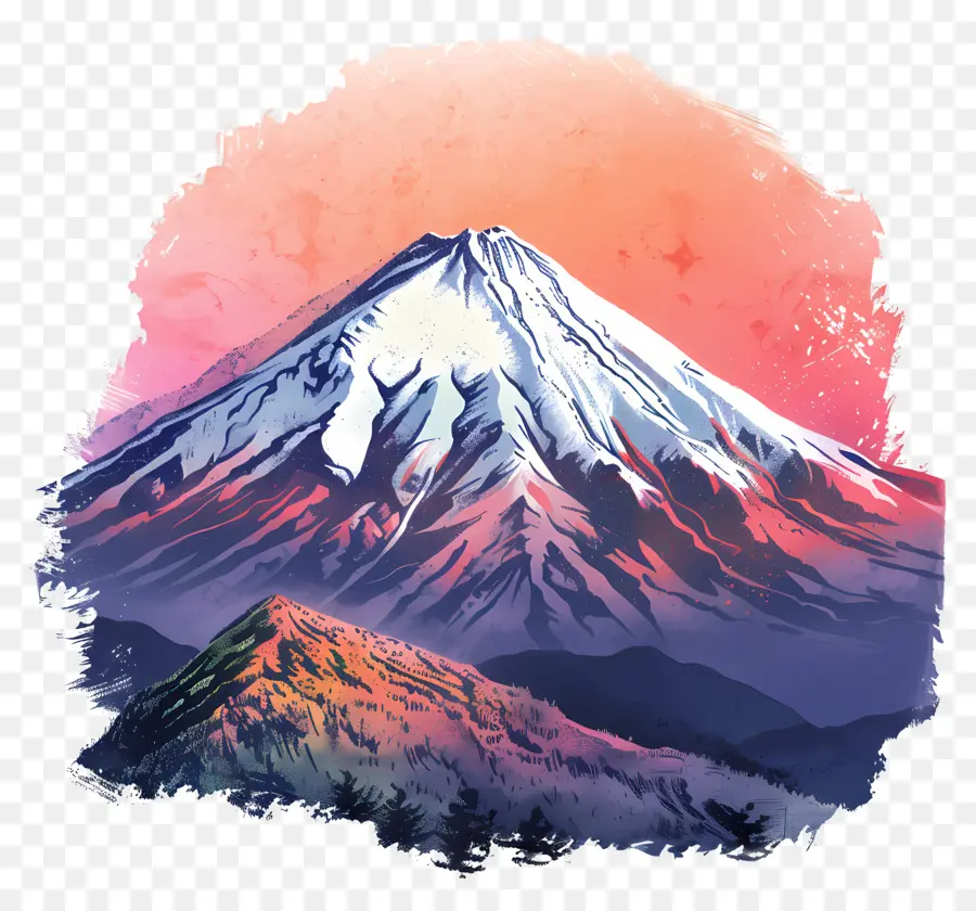 Mont Fuji，Coucher De Soleil PNG