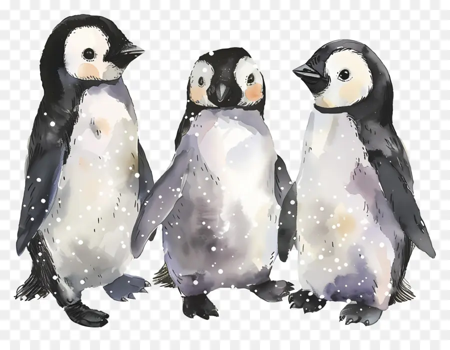 Les Pingouins，Aquarelle PNG
