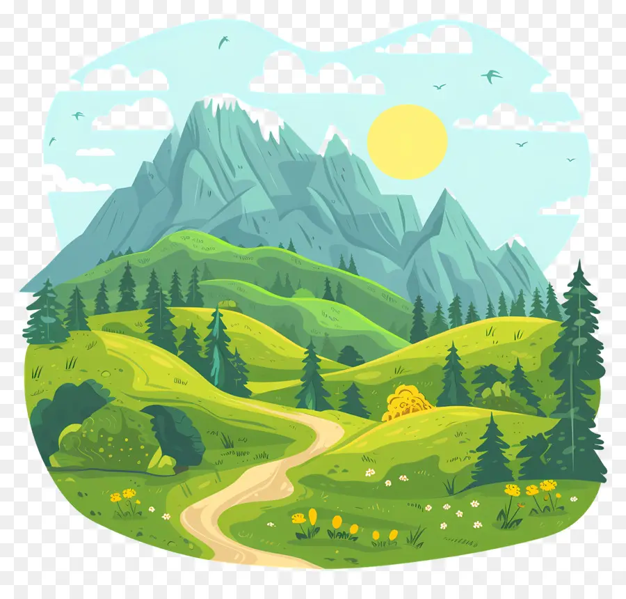 Clipart Vallée，Paysage De Montagne PNG