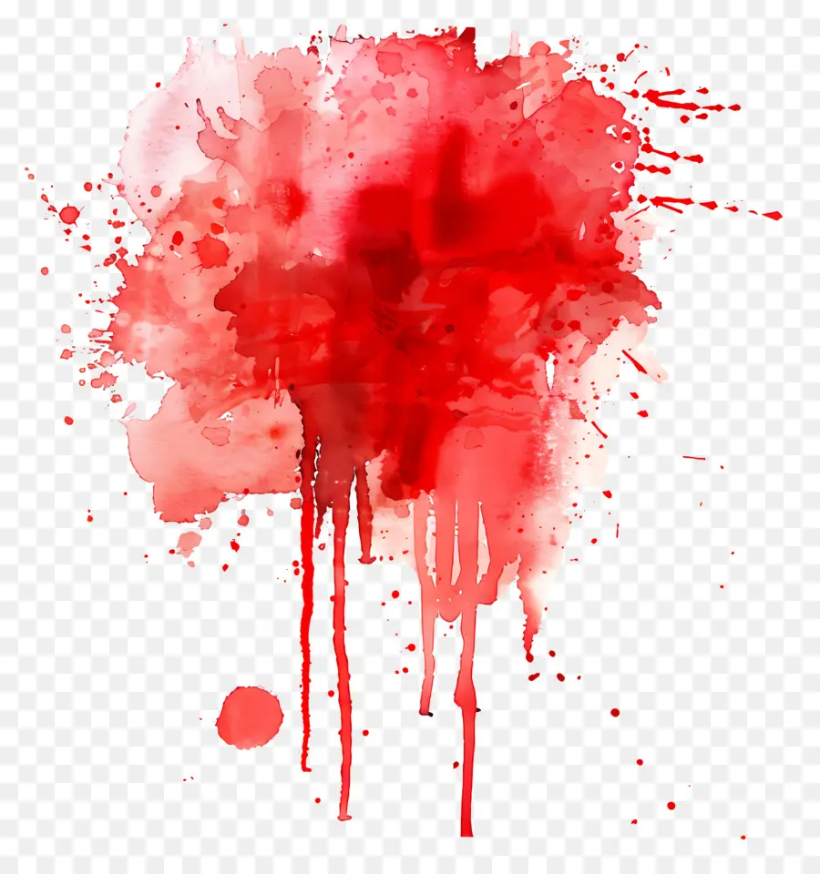 Splash Aquarelle Rouge，Rouge éclaboussure De Peinture PNG