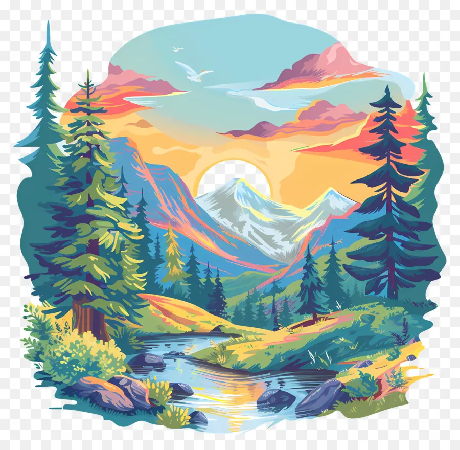 Clipart Vallée，Paysage De Montagne PNG