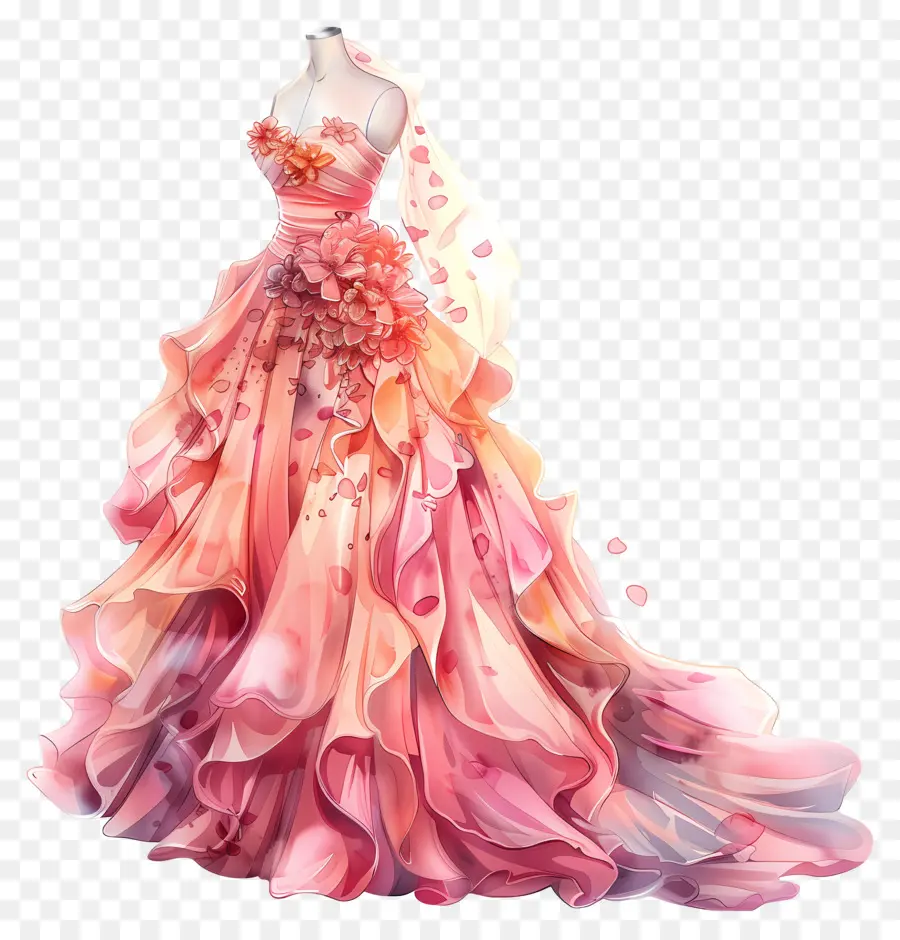 Rose Robe De Mariée，Design Floral PNG