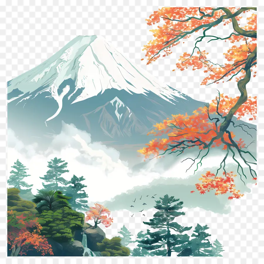 Mont Fuji，La Montagne De La Peinture PNG