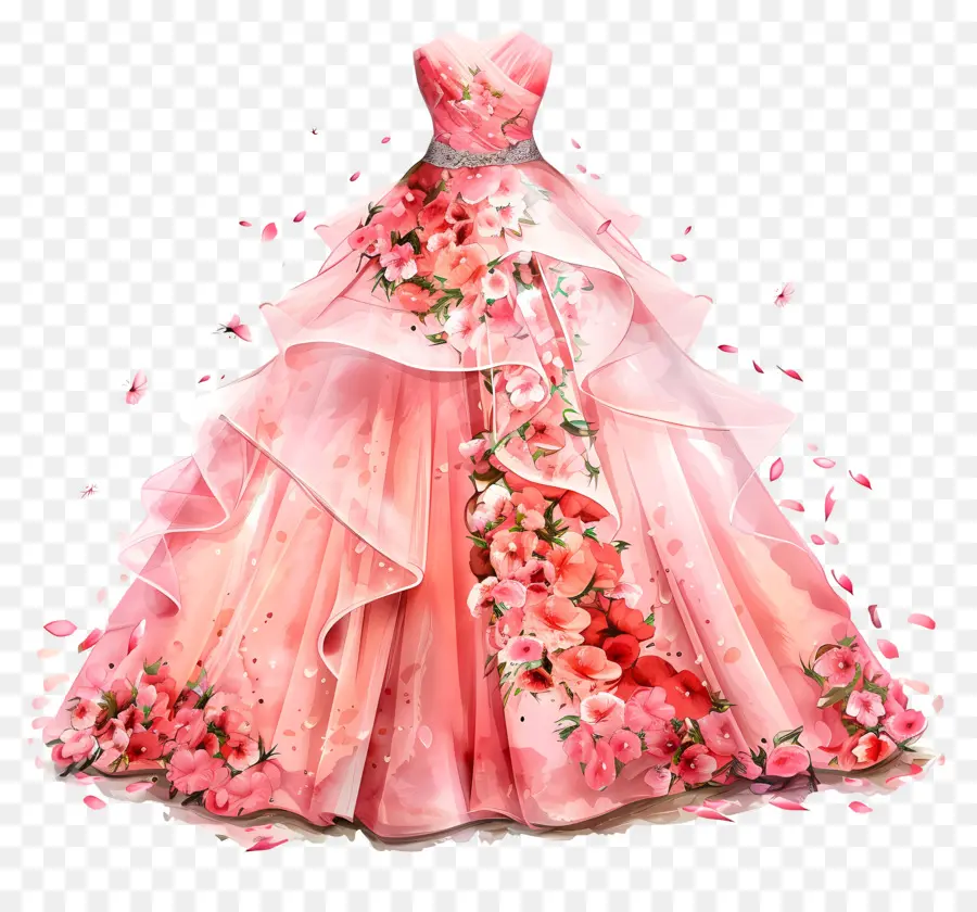Rose Robe De Mariée，Robe De Bal Rose PNG