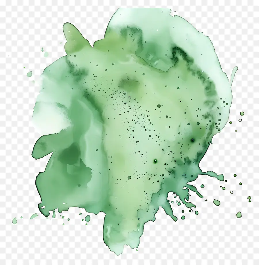 Splash Aquarelle Verte，De La Peinture Verte PNG