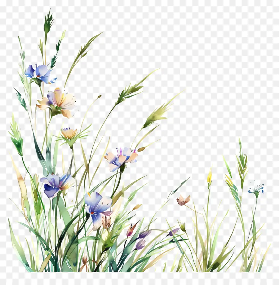 Herbe Fleurie，Fleurs Sauvages PNG