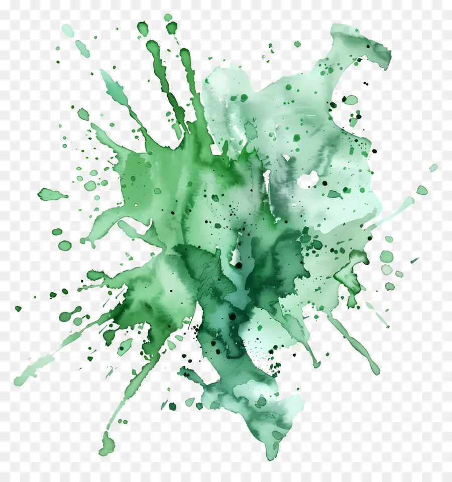 Splash Aquarelle Verte，Peinture à L'aquarelle PNG