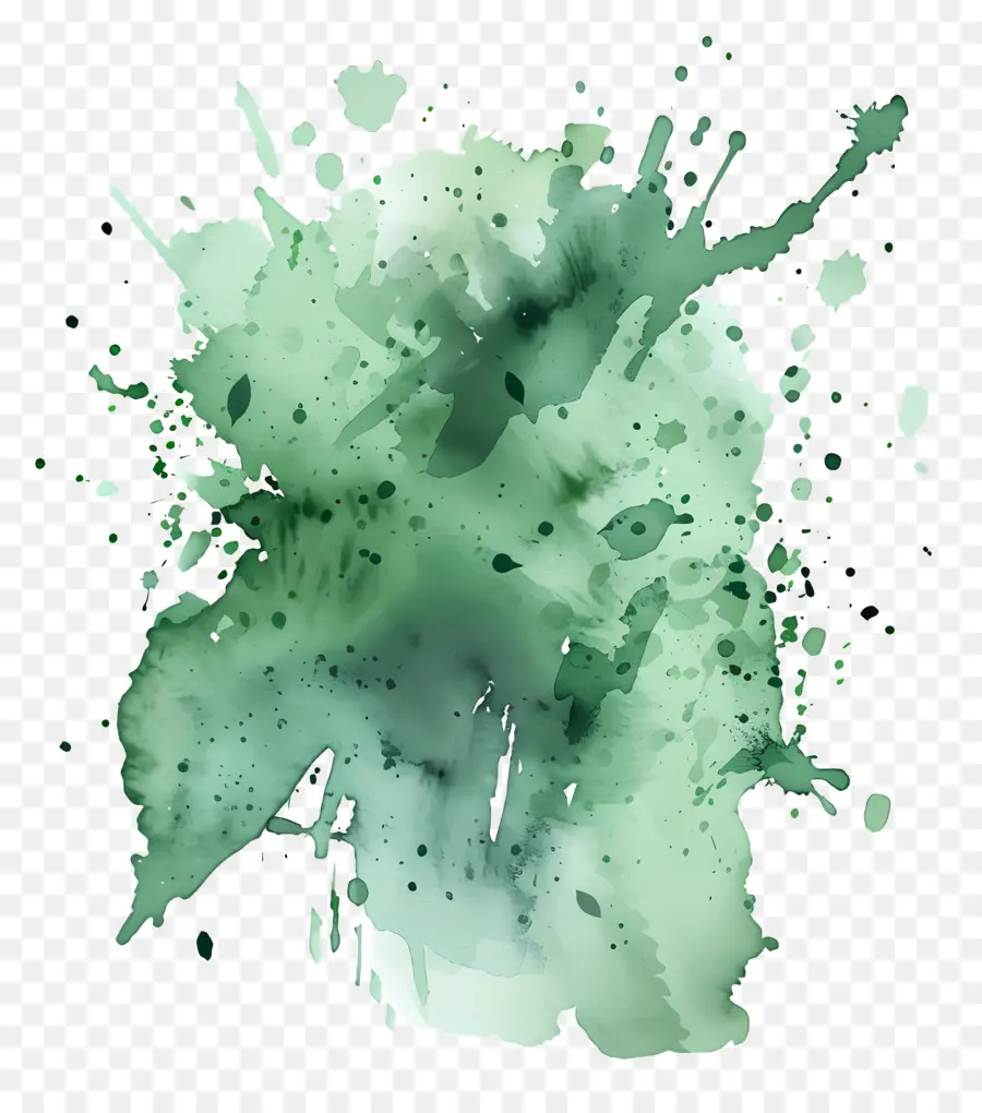 Splash Aquarelle Verte，Vert Peinture à L'aquarelle PNG