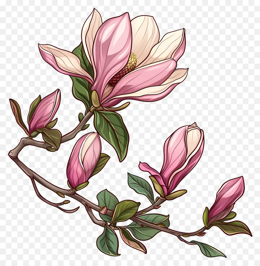Magnolia Fleurs，Branche En Fleurs PNG