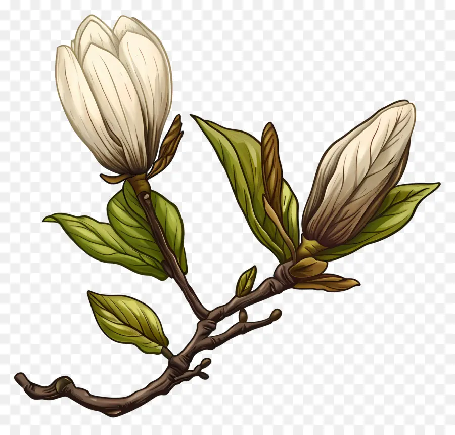 Bourgeon De Magnolia，Fleur Blanche PNG