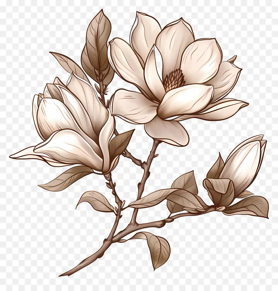 Magnolia Fleurs，Fleur De Dessin PNG