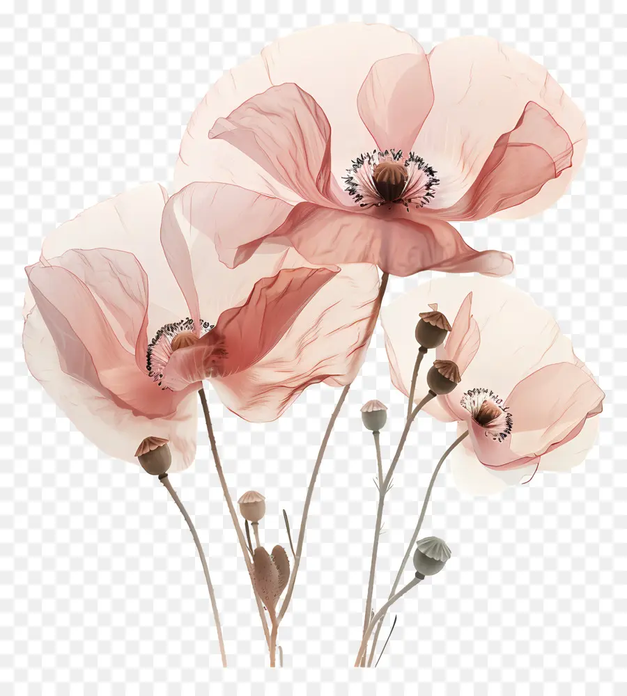 Coquelicot，Fleurs Roses Et Blanches PNG