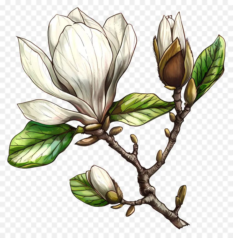 Bourgeon De Magnolia，Fleur Blanche PNG