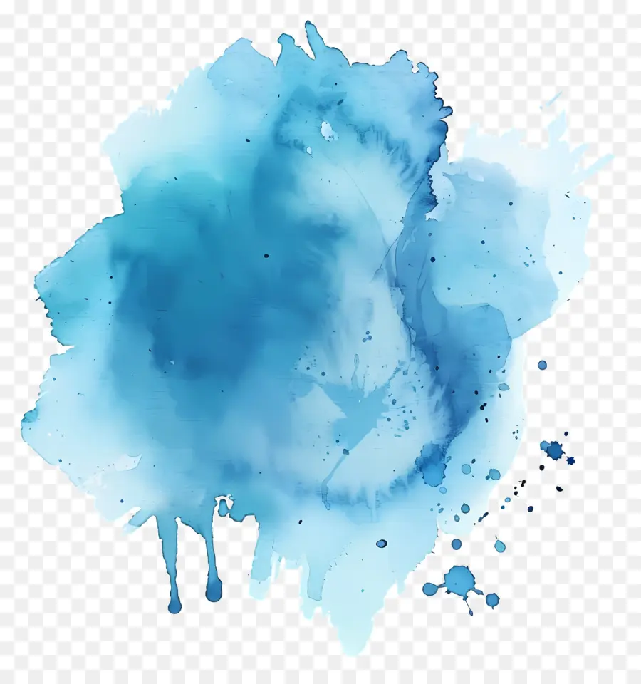 Bleu Aquarelle Splash，Peinture PNG