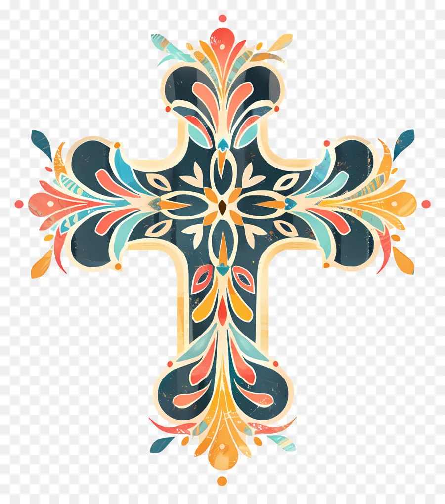 Croix Chrétienne，Design Floral PNG