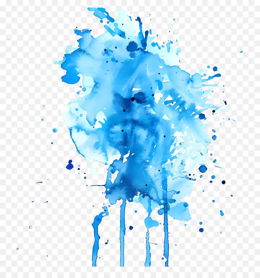 Bleu Aquarelle Splash，L'art Abstrait PNG
