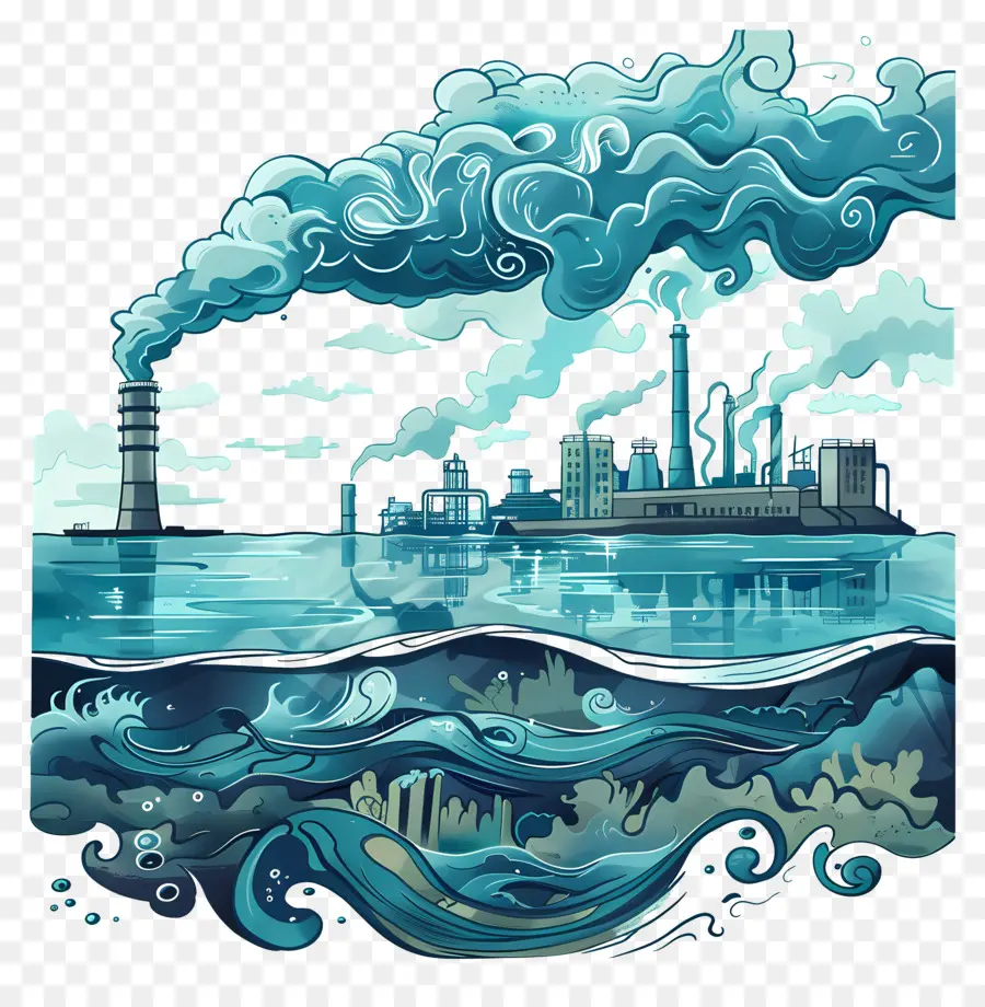 Pollution De L'eau，Illustration De La Pollution PNG