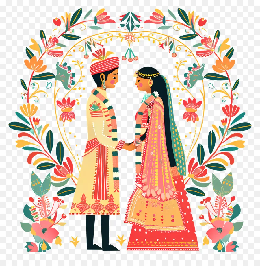Mariage Indien，Mariée Et Le Marié PNG
