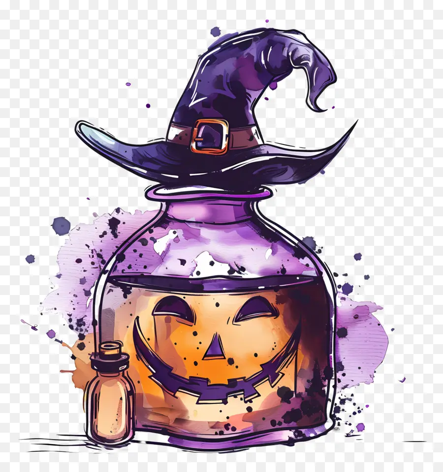 Potion，Bouteille De Citrouille Avec Chapeau PNG