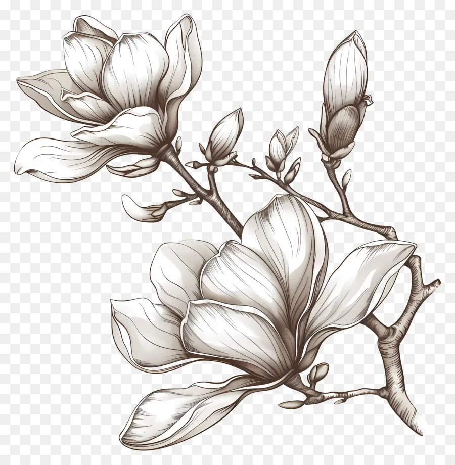 Magnolia Fleurs，La Floraison Des Arbres PNG