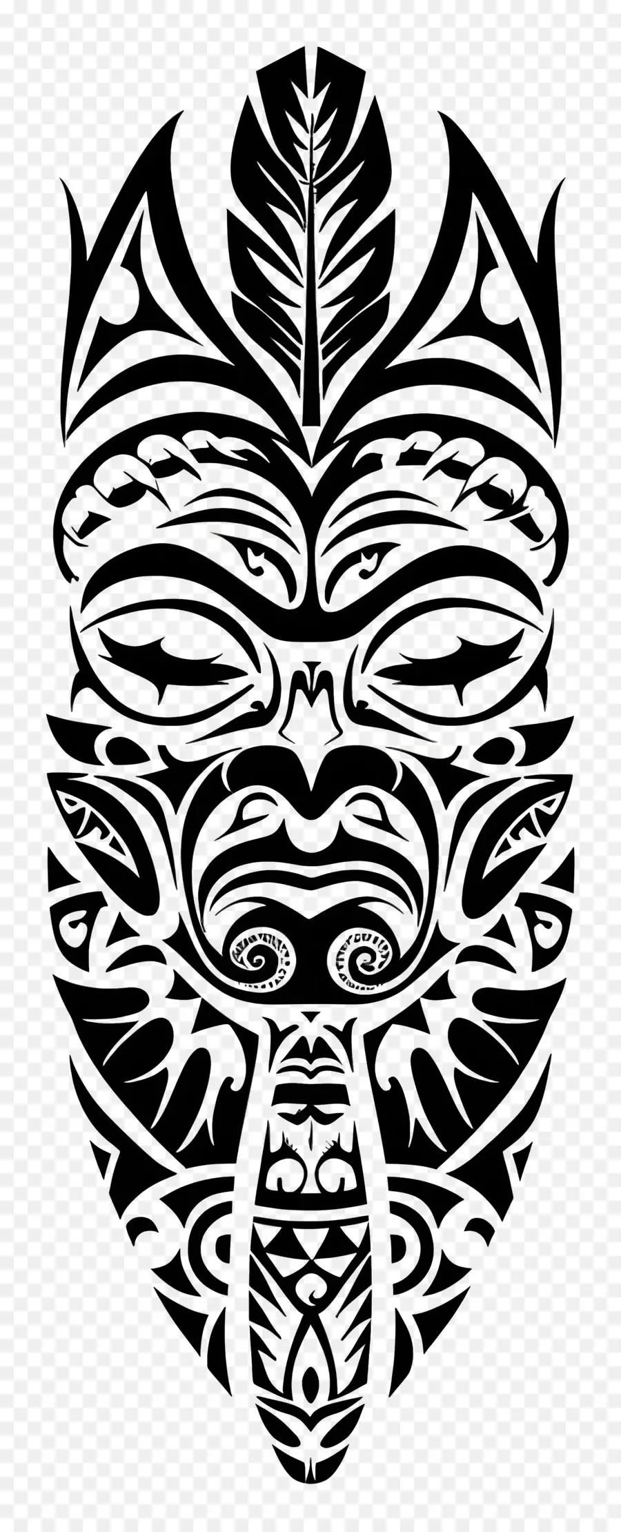 Tatouage Maori，Masque Noir PNG