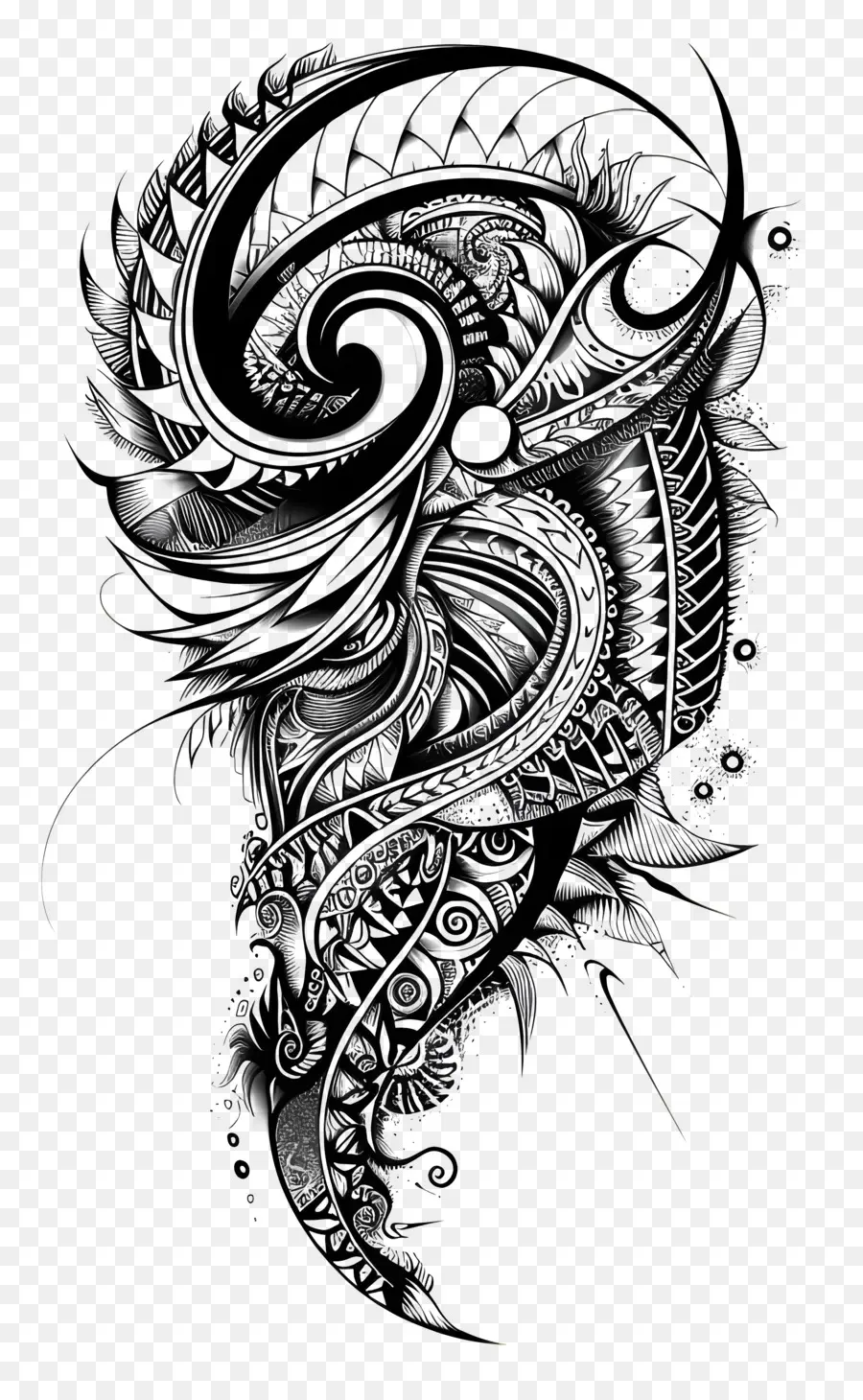 Tatouage Maori，Dessin De Dragon PNG