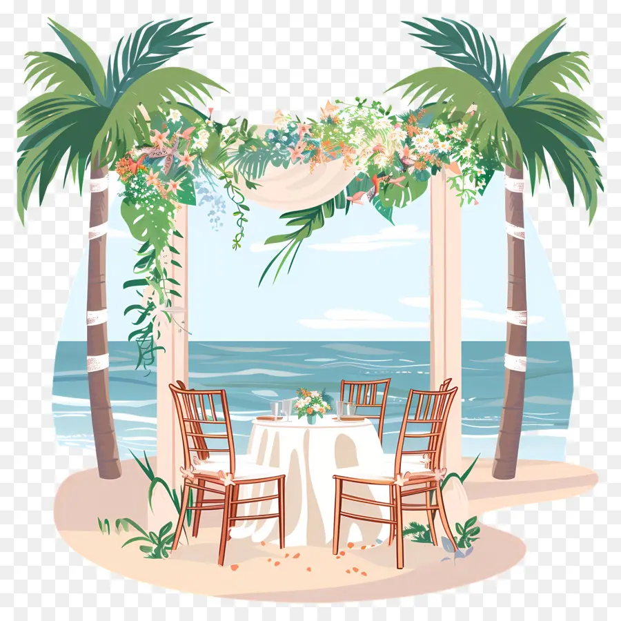 Mariage Sur La Plage，Floral Arc PNG