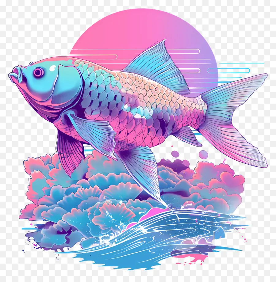 Poisson à Ondes De Vapeur，Poisson Coloré PNG