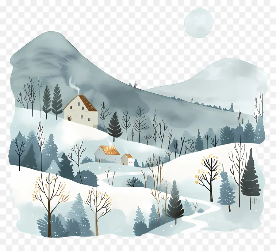 Terre Enneigée，Village D'hiver PNG