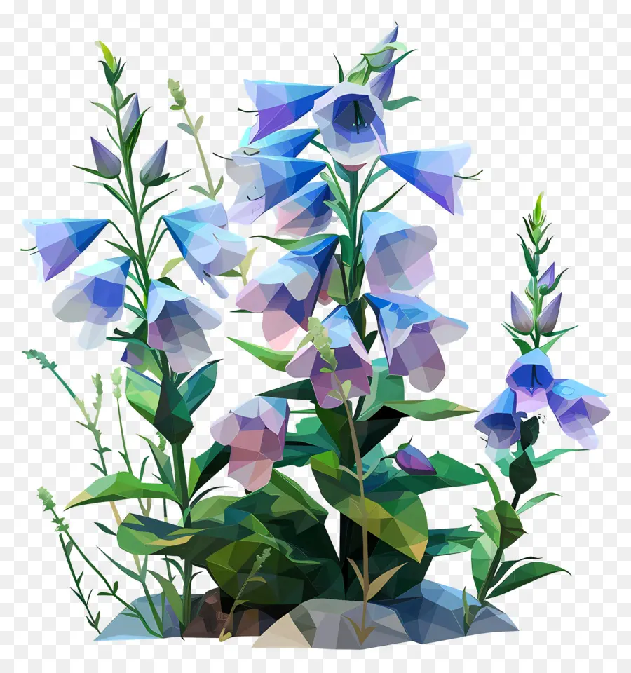 Art Des Fleurs Numériques，Bleu De Fleurs Sauvages PNG