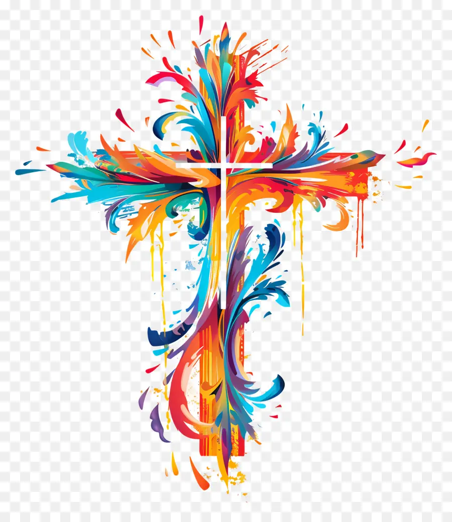 Croix Chrétienne，éclaboussure De Peinture PNG