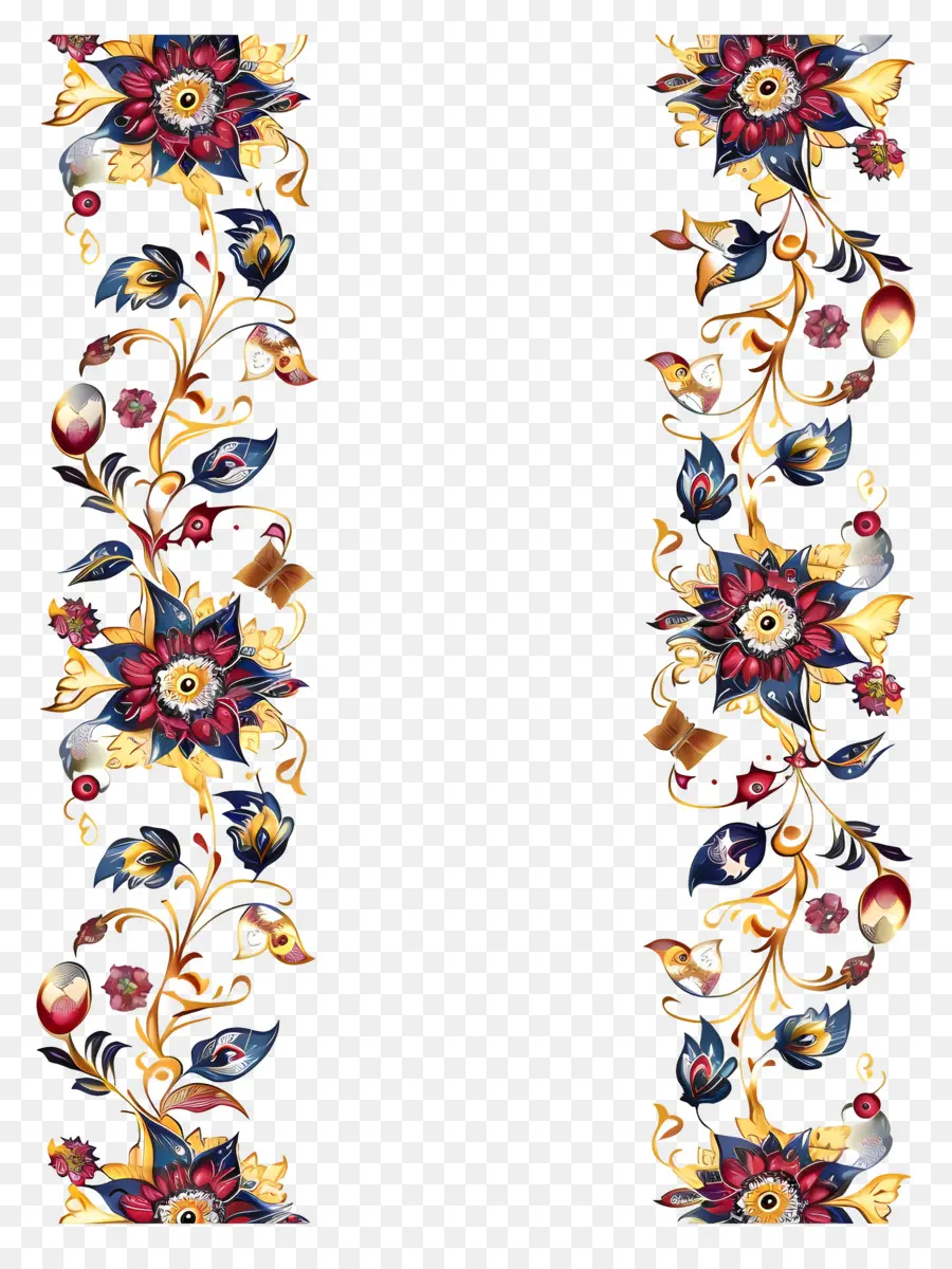 Motif Islamique De Bordure Florale，Bordure Florale PNG