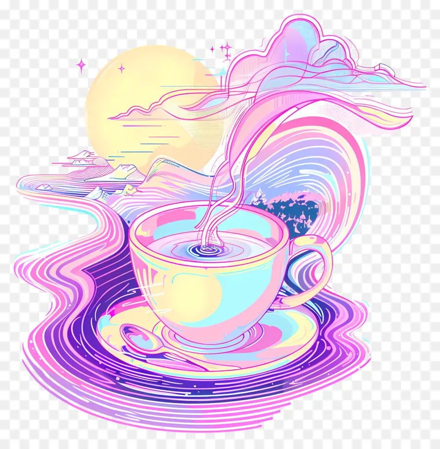 Café Vaporwave，Tasse De Café PNG