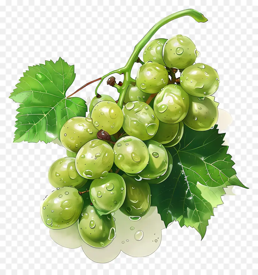 Raisins Verts，Des Gouttes De Rosée PNG