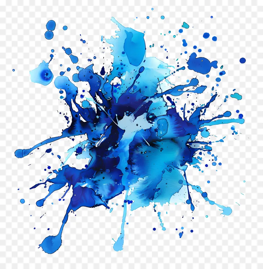 Bleu Aquarelle Splash，éclaboussure D'encre PNG