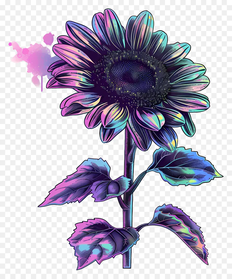 Tournesol Vaporwave，Tournesol Coloré PNG