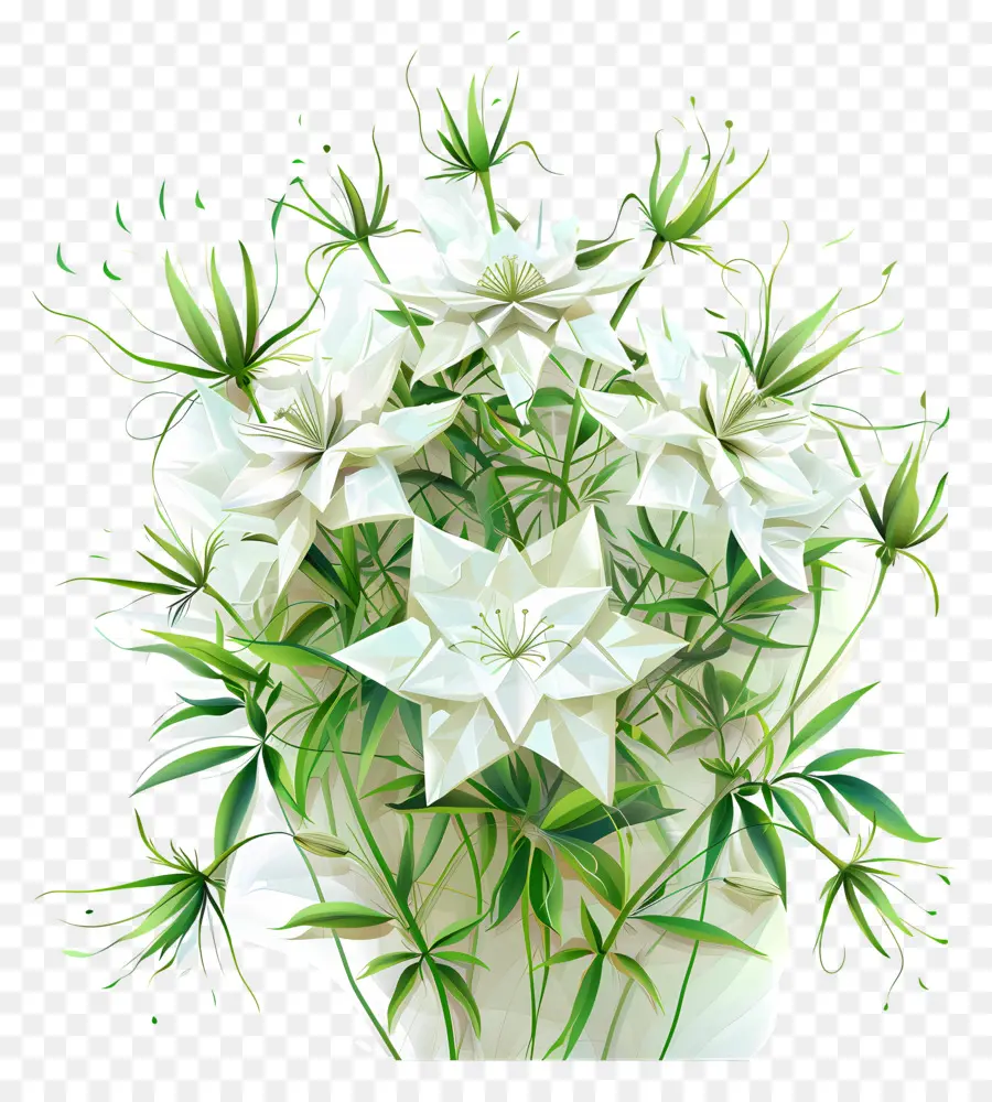 Art Numérique，Fleurs Blanches PNG