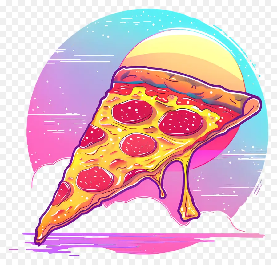 Pizza à Ondes De Vapor，Vaporwave PNG