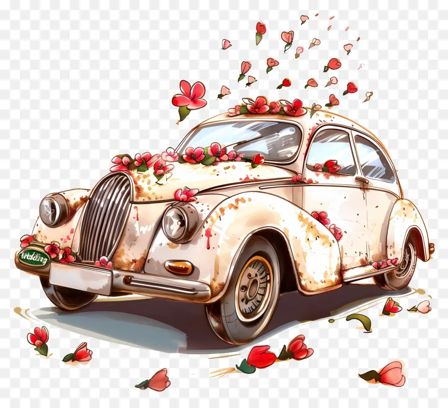 Heureux Mariage，Voiture De Collection PNG